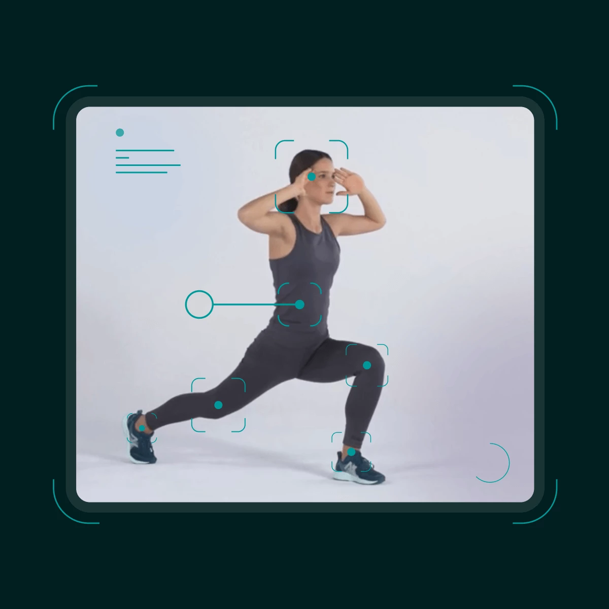women exercising body weight lunges while her movements are being tracked